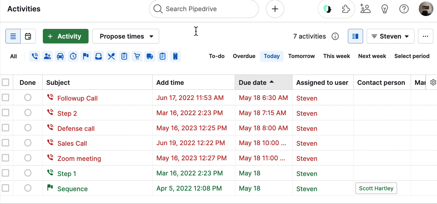 How can I filter my activities in the list view? Knowledge Base